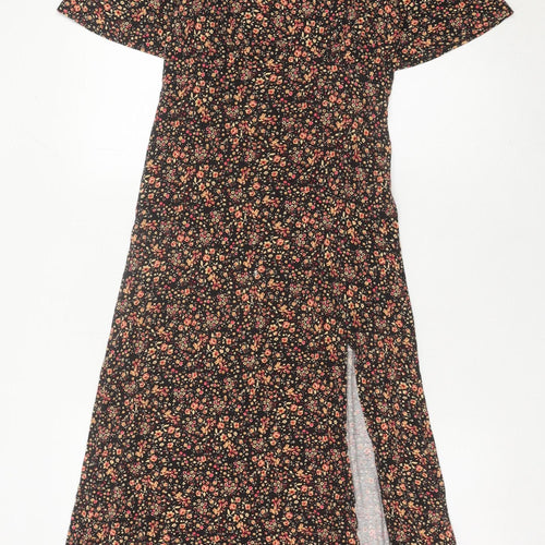 New Look Womens Black Floral Midi Shift Dress Size 6
