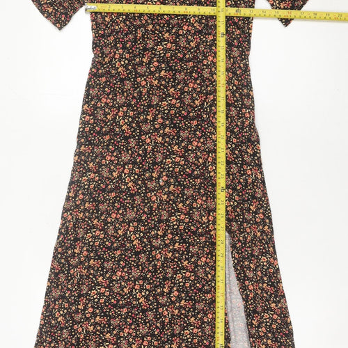 New Look Womens Black Floral Midi Shift Dress Size 6