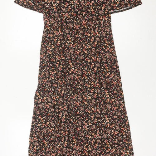 New Look Womens Black Floral Midi Shift Dress Size 6