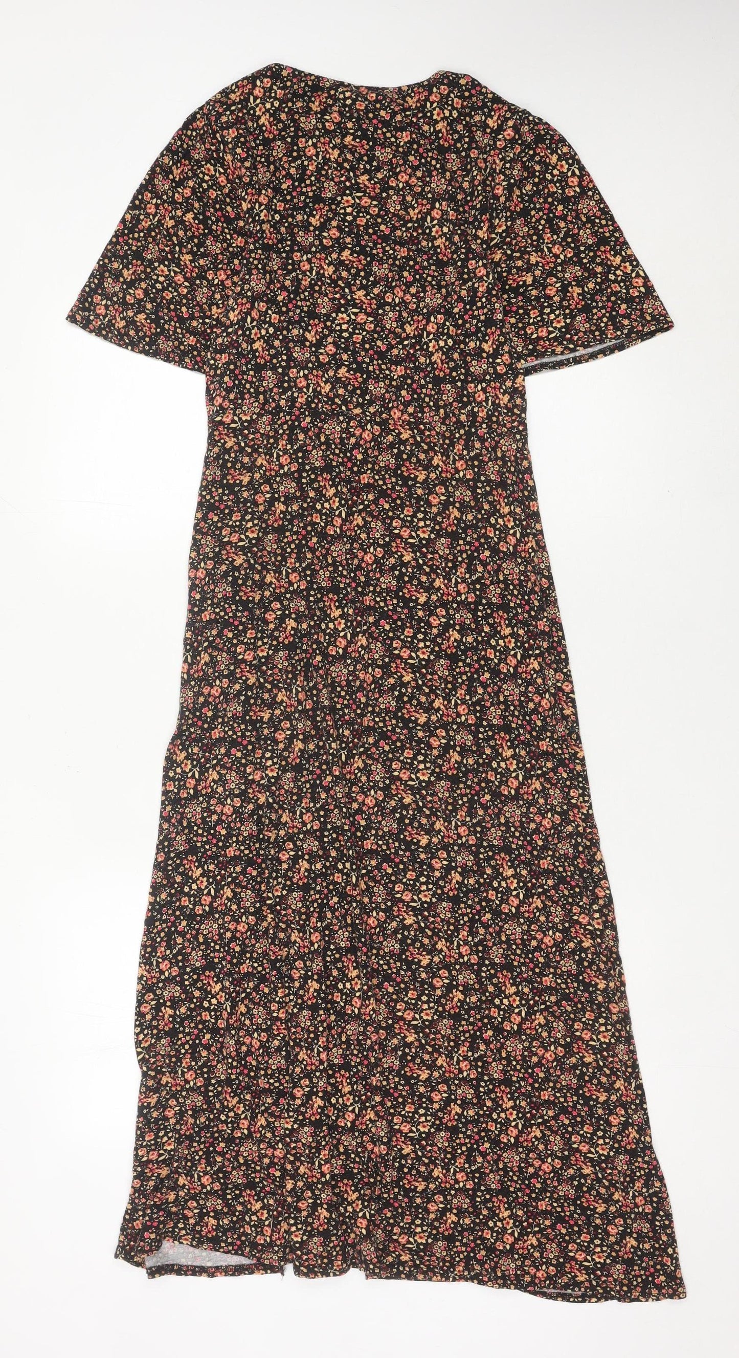 New Look Womens Black Floral Midi Shift Dress Size 6