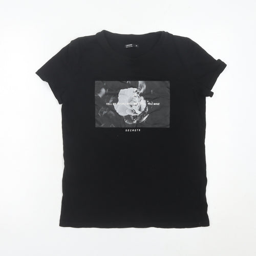 Cropp Women’s Black XS Graphic Cotton T-Shirt Casual