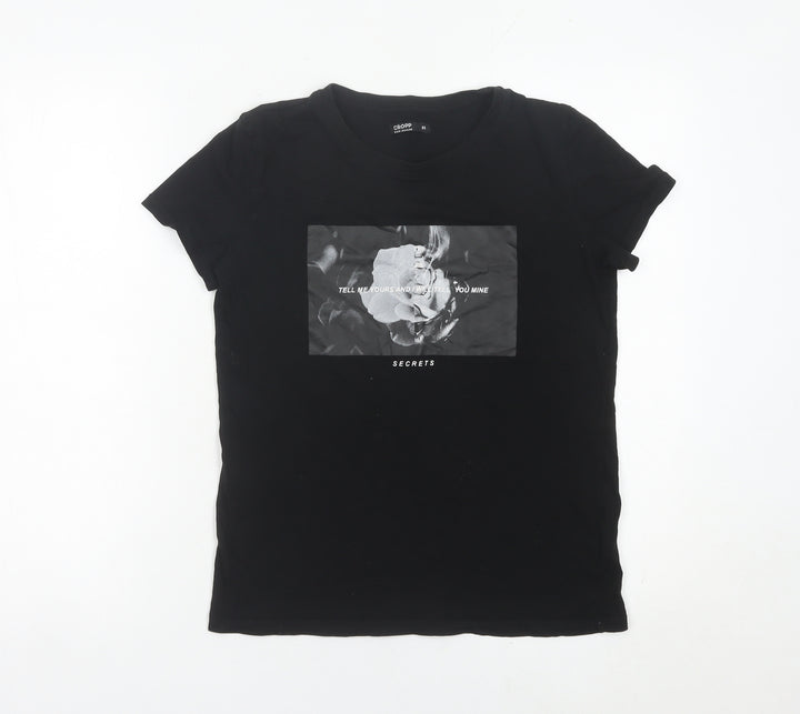 Cropp Women’s Black XS Graphic Cotton T-Shirt Casual