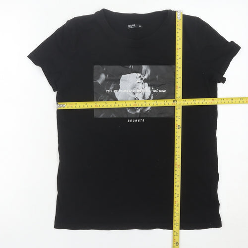 Cropp Women’s Black XS Graphic Cotton T-Shirt Casual