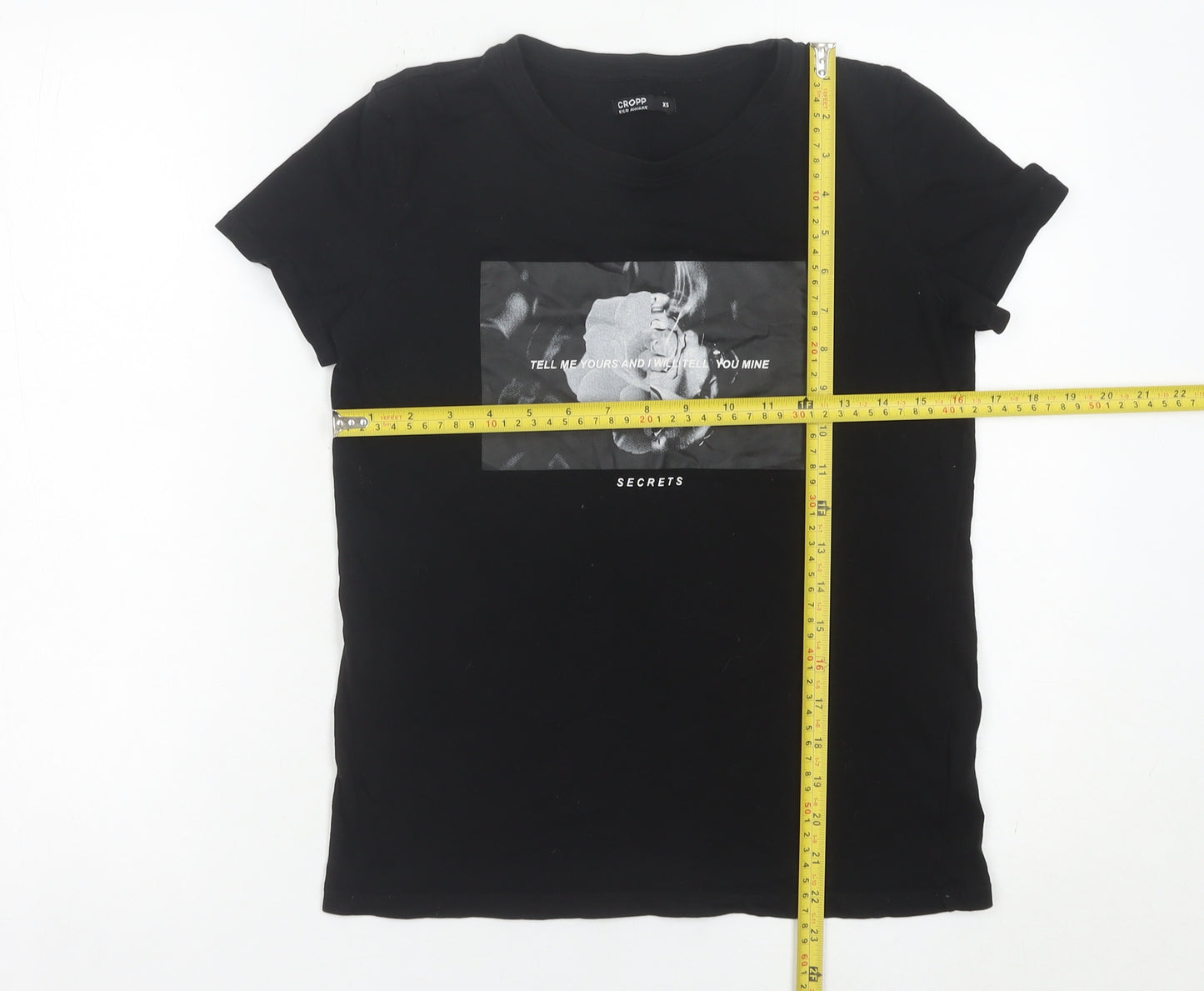 Cropp Women’s Black XS Graphic Cotton T-Shirt Casual