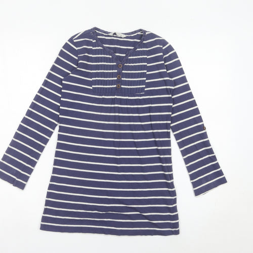 Fat Face Girls Blue Striped Cotton T-Shirt Dress 8-9 Years