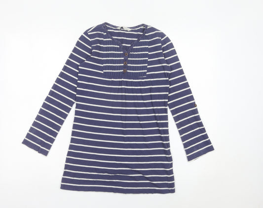 Fat Face Girls Blue Striped Cotton T-Shirt Dress 8-9 Years