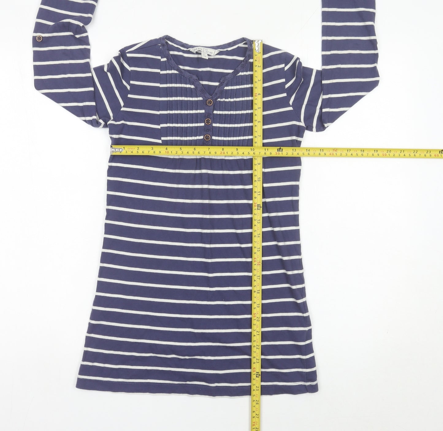 Fat Face Girls Blue Striped Cotton T-Shirt Dress 8-9 Years