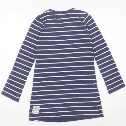 Fat Face Girls Blue Striped Cotton T-Shirt Dress 8-9 Years