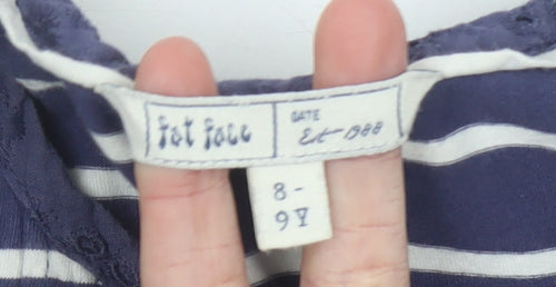 Fat Face Girls Blue Striped Cotton T-Shirt Dress 8-9 Years