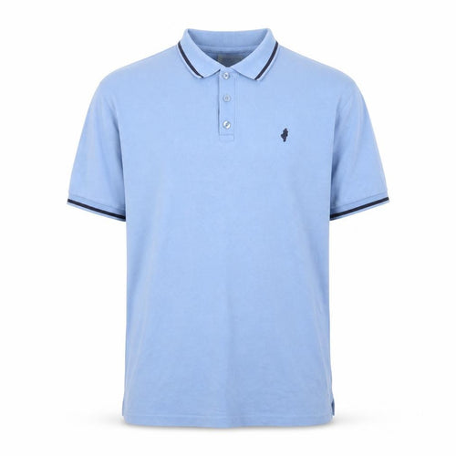 MCS Men’s Blue Cotton Polo Shirt Size L Short Sleeve Classic