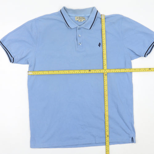 MCS Men’s Blue Cotton Polo Shirt Size L Short Sleeve Classic