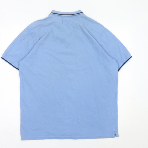 MCS Men’s Blue Cotton Polo Shirt Size L Short Sleeve Classic