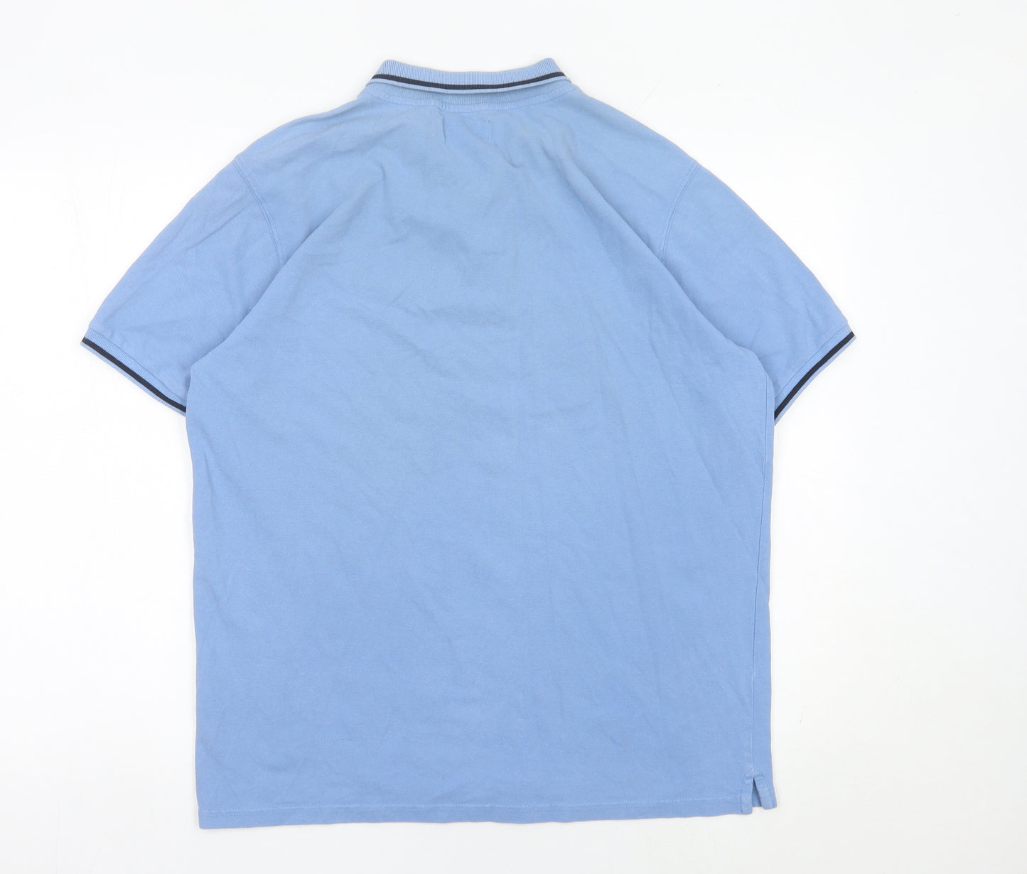 MCS Men’s Blue Cotton Polo Shirt Size L Short Sleeve Classic