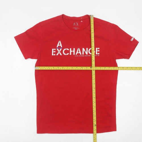 Armani Exchange Men Red L Graphic Logo Crew Neck T-Shirt