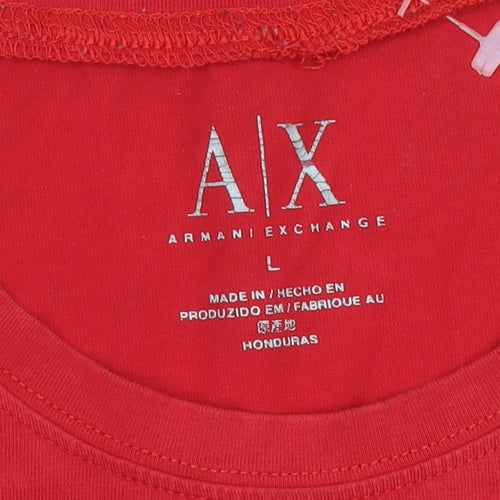 Armani Exchange Men Red L Graphic Logo Crew Neck T-Shirt