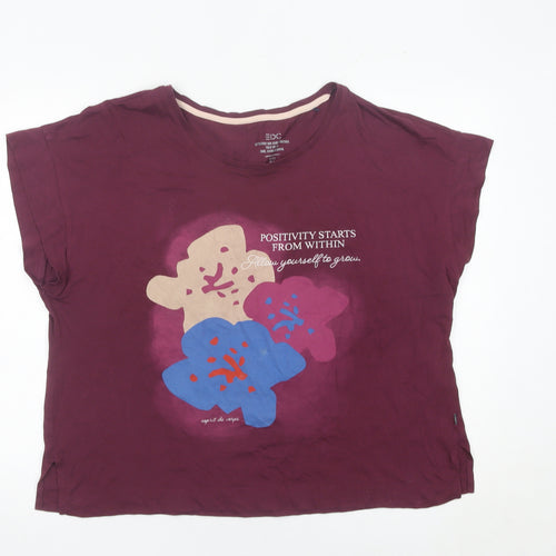 EDC Women’s Purple Floral Print T-Shirt XL Relaxed Fit