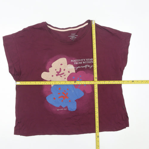 EDC Women’s Purple Floral Print T-Shirt XL Relaxed Fit