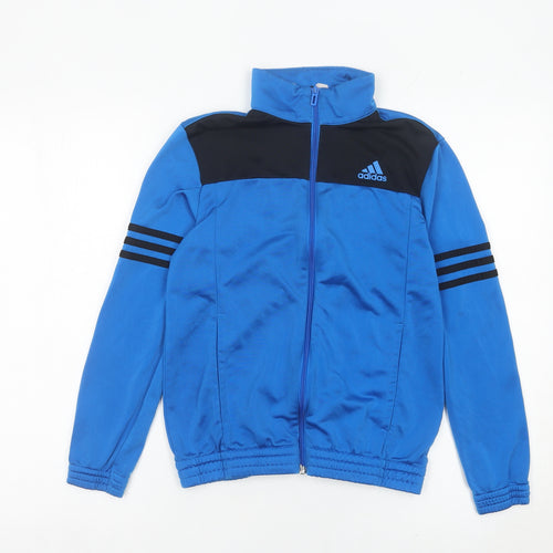 Adidas Boys Blue Track Jacket 11-12 Years Full Zip Sports Top