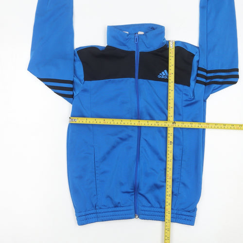 Adidas Boys Blue Track Jacket 11-12 Years Full Zip Sports Top