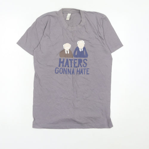 American Apparel Women Grey Small Graphic Funny Quotes T-Shirt