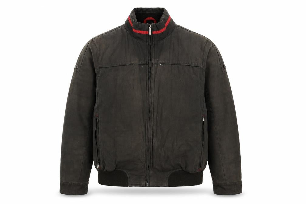 Front view of Hardtop Men’s Brown Bomber Jacket, size 48, Full Zip Casual