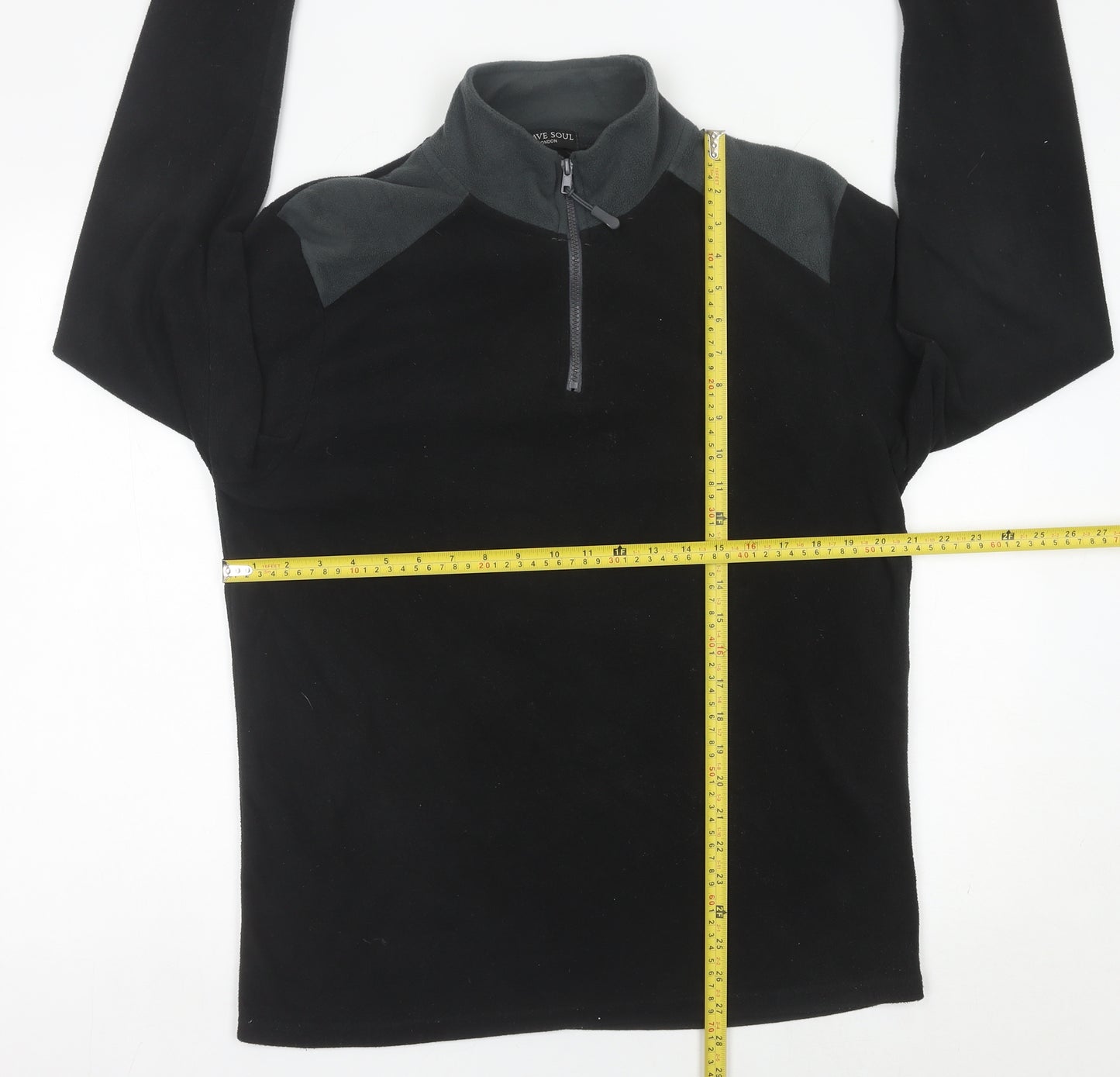 Brave Soul Men’s Black Fleece 1/4 Zip Sweatshirt Pullover Size M