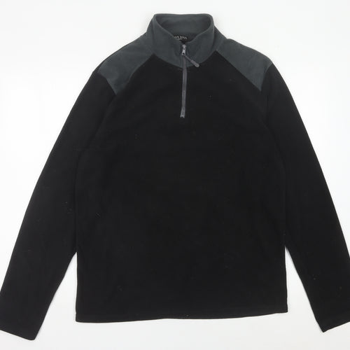 Brave Soul Men’s Black Fleece 1/4 Zip Sweatshirt Pullover Size M