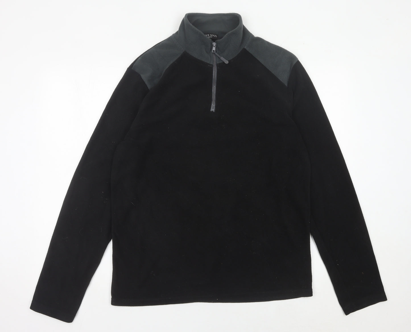 Brave Soul Men’s Black Fleece 1/4 Zip Sweatshirt Pullover Size M