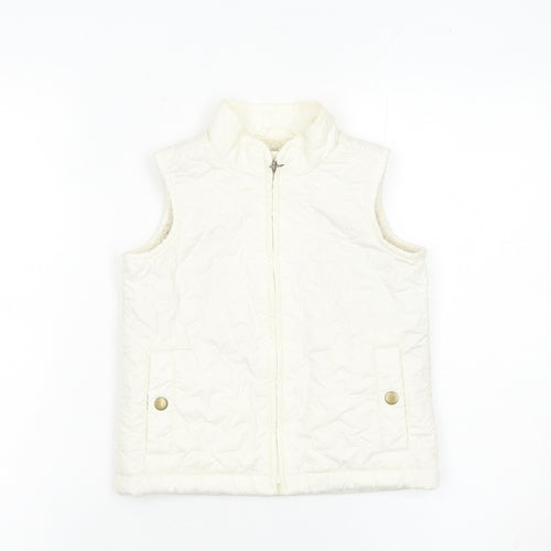 GapKids Girls Ivory Quilted Puffer Gilet Waistcoat 4-5 Years
