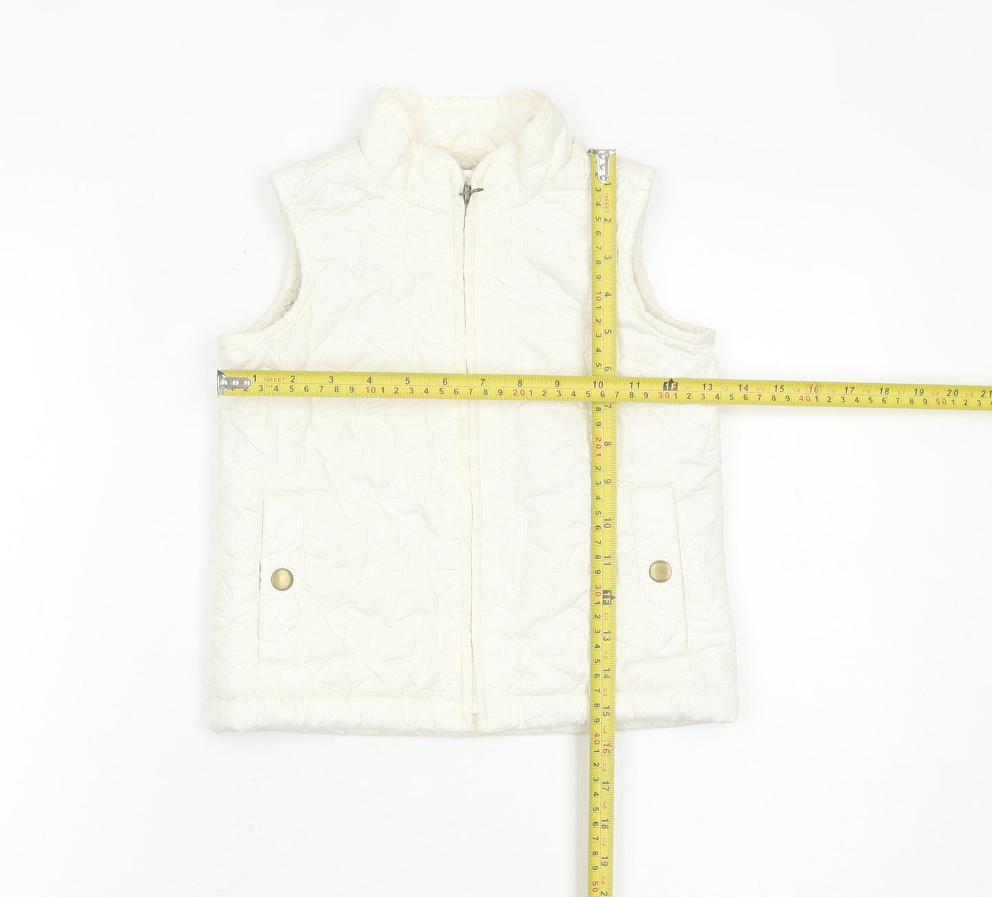 GapKids Girls Ivory Quilted Puffer Gilet Waistcoat 4-5 Years