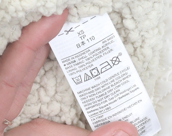 GapKids Girls Ivory Quilted Puffer Gilet Waistcoat 4-5 Years