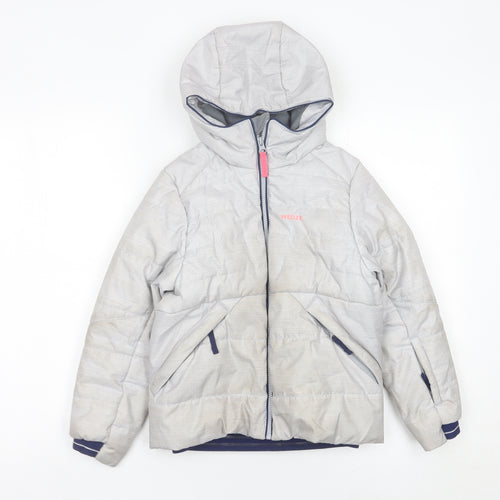 Wedze Boys Grey Ski Jacket 6 Years Hooded Waterproof Insulated Winter Coat