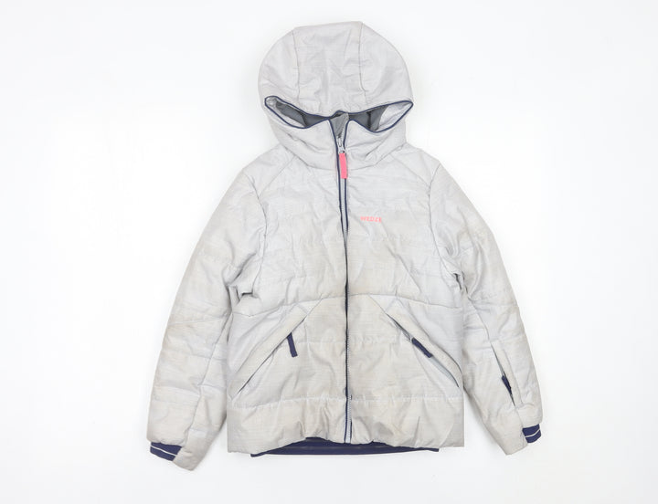 Wedze Boys Grey Ski Jacket 6 Years Hooded Waterproof Insulated Winter Coat