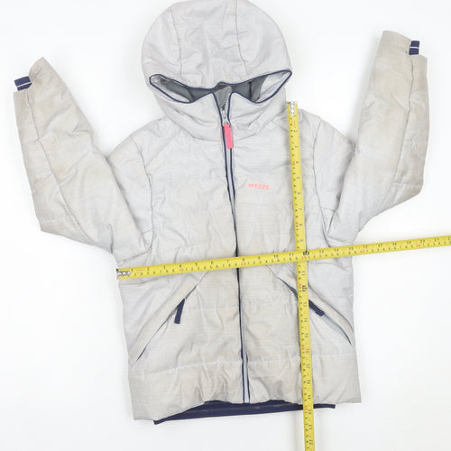 Wedze Boys Grey Ski Jacket 6 Years Hooded Waterproof Insulated Winter Coat