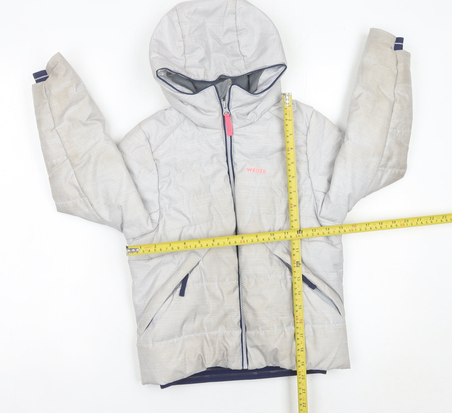 Wedze Boys Grey Ski Jacket 6 Years Hooded Waterproof Insulated Winter Coat