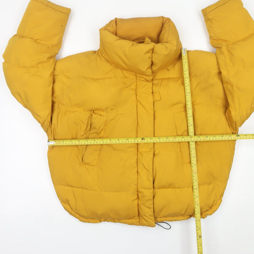 Light Before Dark Womens Yellow Puffer Jacket S Quilted Winter Coat