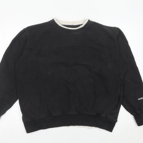 Pull&Bear Mens Black Small Sweatshirt Crew Neck Long Sleeve Pullover