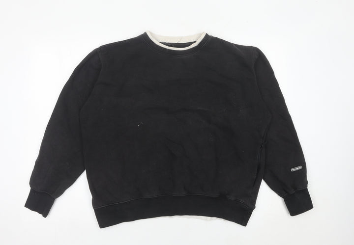 Pull&Bear Mens Black Small Sweatshirt Crew Neck Long Sleeve Pullover