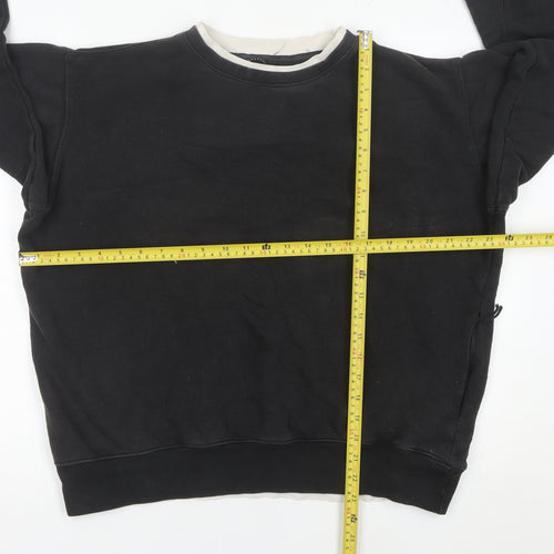 Pull&Bear Mens Black Small Sweatshirt Crew Neck Long Sleeve Pullover