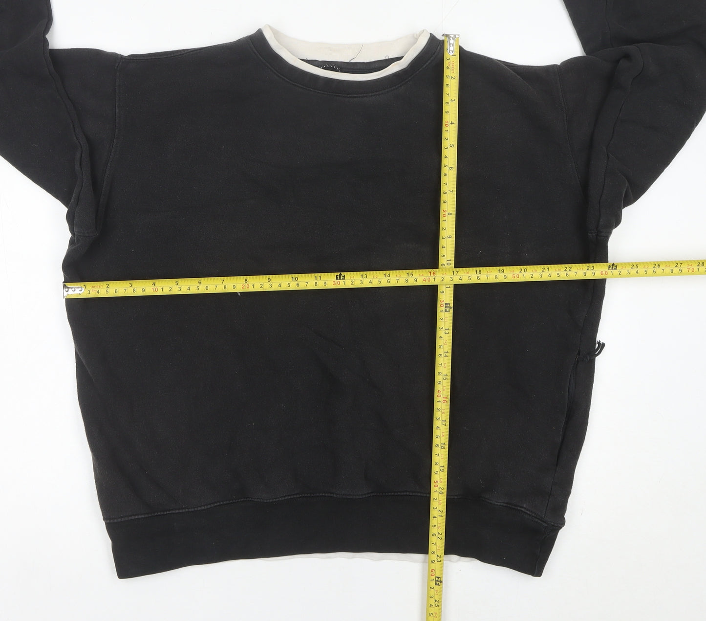 Pull&Bear Mens Black Small Sweatshirt Crew Neck Long Sleeve Pullover