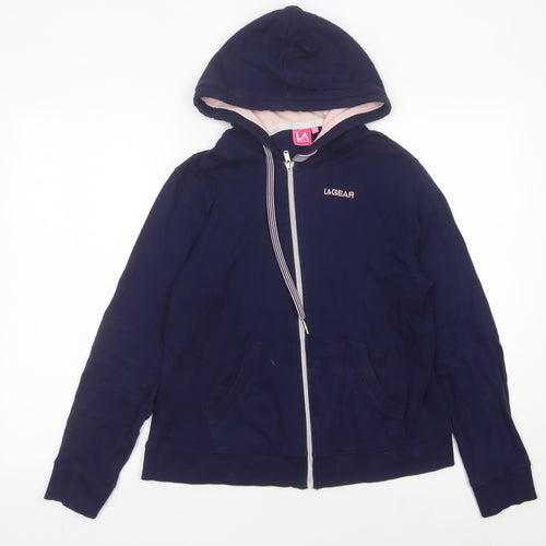 LA Gear Womens Navy Blue Full Zip Hoodie Size 14 Cotton
