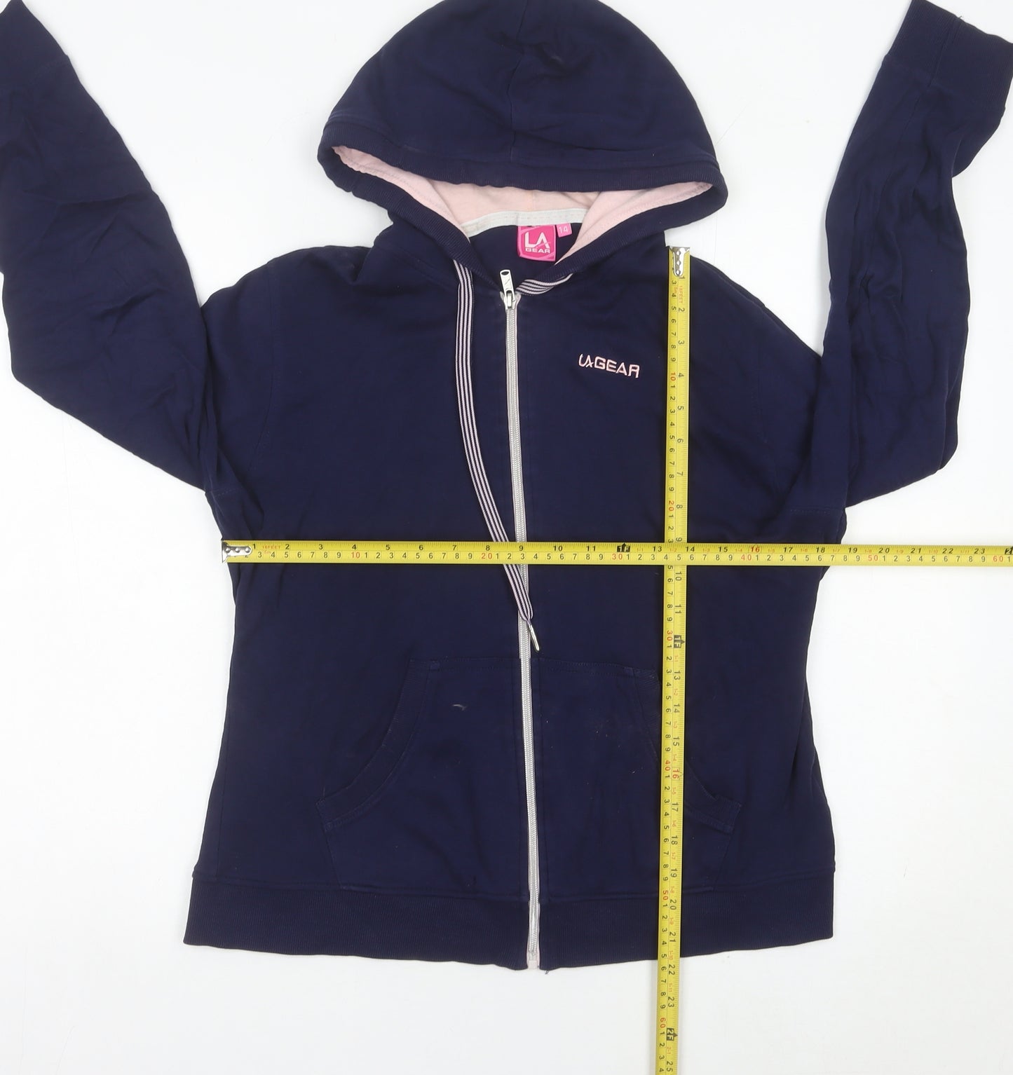 LA Gear Womens Navy Blue Full Zip Hoodie Size 14 Cotton