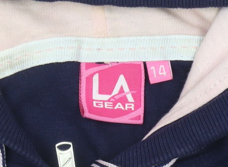 LA Gear Womens Navy Blue Full Zip Hoodie Size 14 Cotton