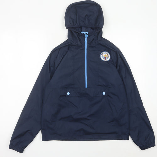 Manchester City Boys Blue 12-13Y Polyester Hooded Anorak Jacket