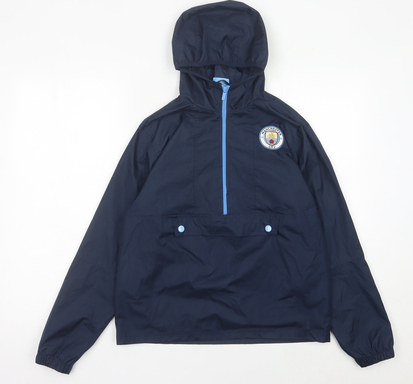 Manchester City Boys Blue 12-13Y Polyester Hooded Anorak Jacket