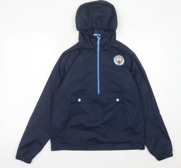 Manchester City Boys Blue 12-13Y Polyester Hooded Anorak Jacket