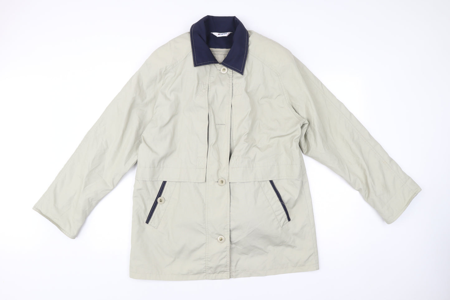 Damart Women’s Beige Mid-Length Rain Coat Size 16 Collared