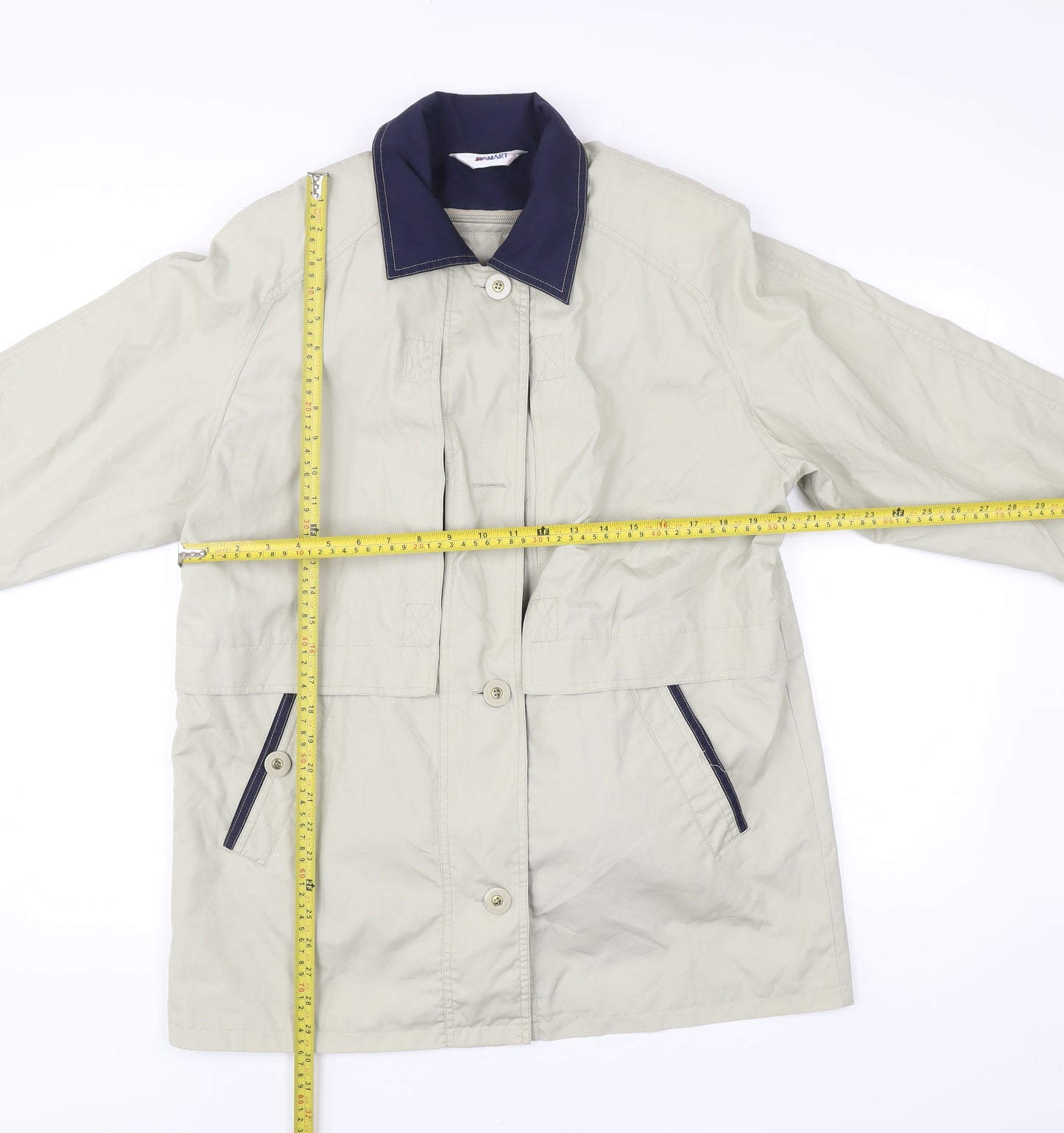 Damart Women’s Beige Mid-Length Rain Coat Size 16 Collared