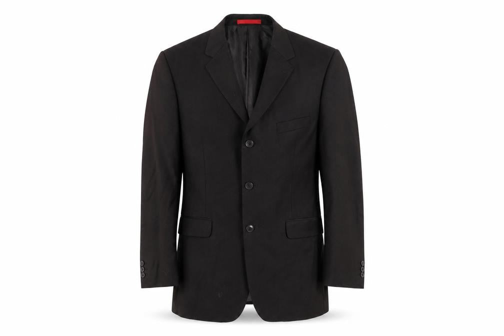 Front view of Burton Men Black Blazer Jacket 42R Regular Fit Notch Lapel