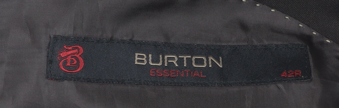 Burton Men Black Blazer Jacket 42R Regular Fit Notch Lapel